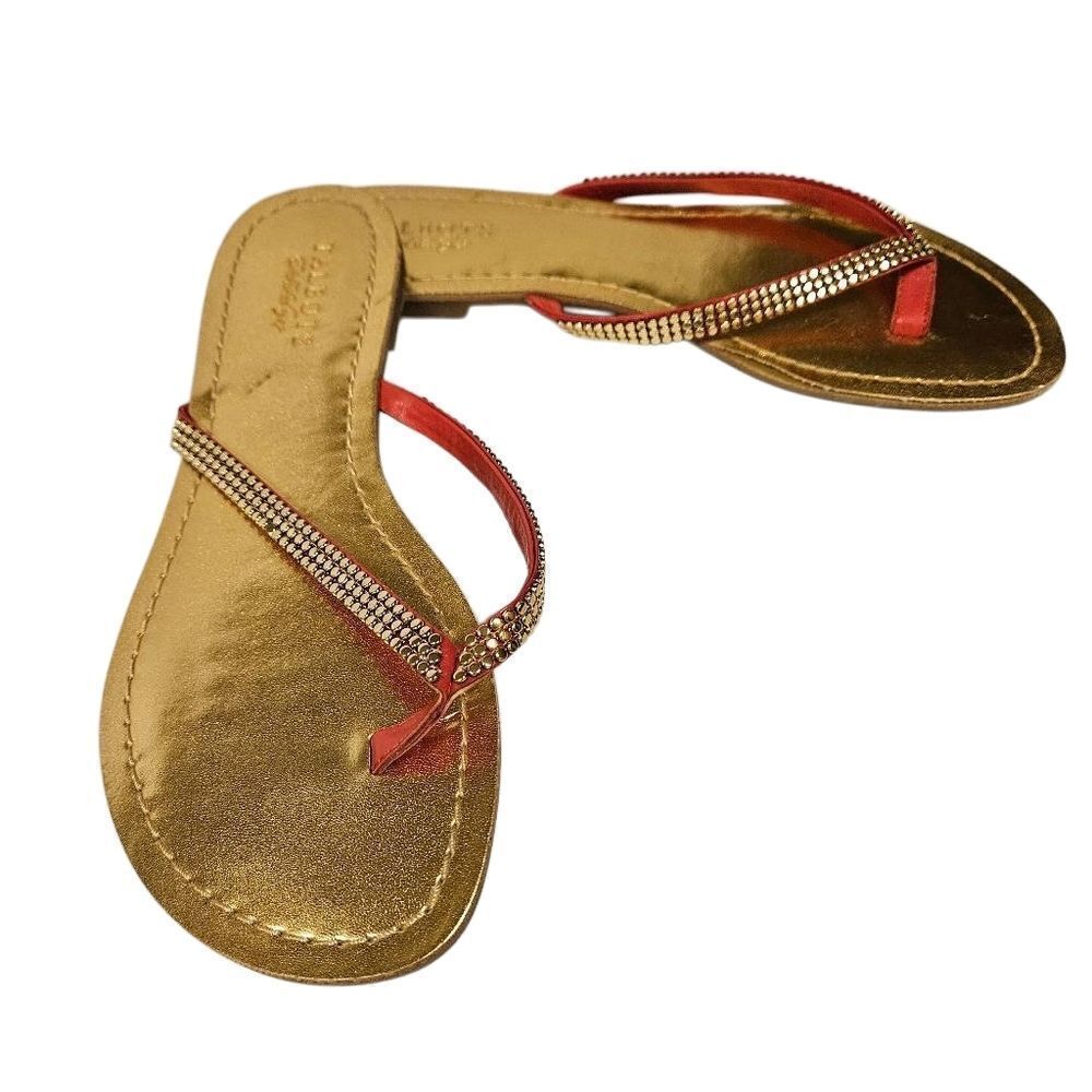 TALBOTS Gold Stud and Red Sandals sz 10